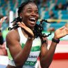 TOBI AMUSAN SUCCESSFULLY DEFENDS HER 100 METERS GOLD AT THE AFRICAN GAMES.
